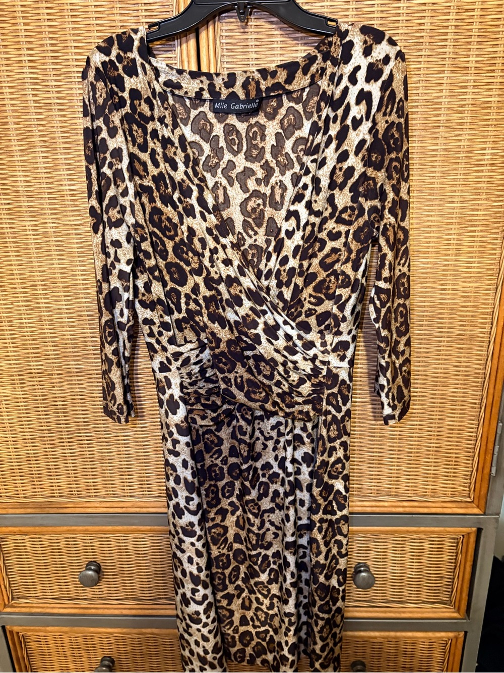 Mlle Gabrielle Leopard-Print Wrap Dress in Brown and Black